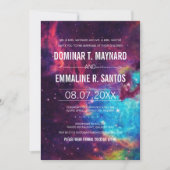 Aangepaste kleurrijke Galaxy bruiloft uitnodiging (Voorkant)