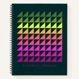 Aangepaste Kleurrijke Geometrische Naam Roze Groen Notitieboek
