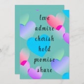 Aangepaste kleurrijke glijdende harten Valentijnsd Feestdagenkaart (Voorkant / Achterkant)