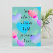 Aangepaste kleurrijke glijdende harten Valentijnsd Feestdagenkaart (Staand voorkant)