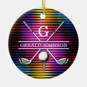 Aangepaste kleurrijke Golf Monogram Ontwerp Keramisch Ornament