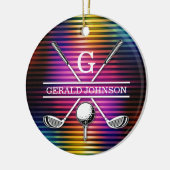 Aangepaste kleurrijke Golf Monogram Ontwerp Keramisch Ornament (Links)