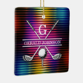 Aangepaste kleurrijke Golf Monogram Ontwerp Keramisch Ornament (Rechts)