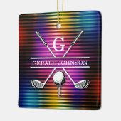 Aangepaste kleurrijke Golf Monogram Ontwerp Keramisch Ornament (Links)