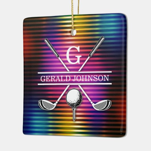 Aangepaste kleurrijke Golf Monogram Ontwerp Keramisch Ornament (Links)