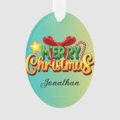 Aangepaste kleurrijke gradiënt achtergrond groen X Ornament (voorkant)