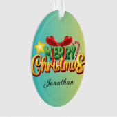 Aangepaste kleurrijke gradiënt achtergrond groen X Ornament (voorkant)