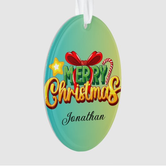 Aangepaste kleurrijke gradiënt achtergrond groen X Ornament (voorkant)