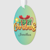 Aangepaste kleurrijke gradiënt achtergrond groen X Ornament (voorkant)