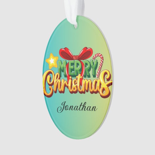 Aangepaste kleurrijke gradiënt achtergrond groen X Ornament (voorkant)