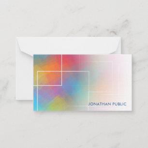 Aangepaste kleurrijke hand script monogram elegant notitiekaartje