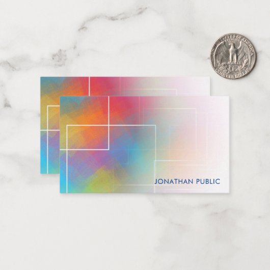 Aangepaste kleurrijke hand script monogram elegant notitiekaartje (Voorkant / Achterkant in situ)