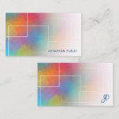 Aangepaste kleurrijke hand script monogram elegant notitiekaartje (Voorkant / Achterkant)