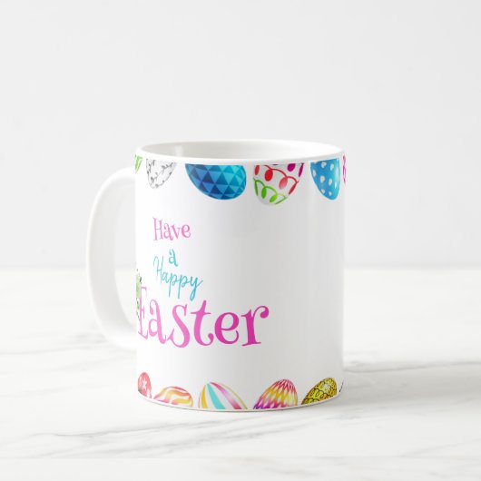 Aangepaste kleurrijke Happy Easter Eggs Coffee Mok (Voorkant links)