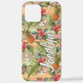 Aangepaste kleurrijke Hawaï tropische ananas bloem iPhone Hoesje (Achterkant)
