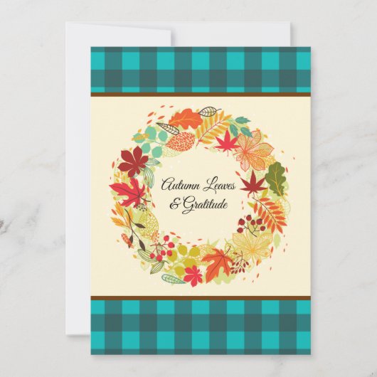 Aangepaste kleurrijke herfstbladeren Blauwgroen ch Feestdagenkaart (Voorkant)