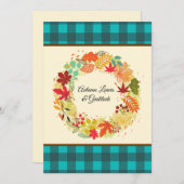 Aangepaste kleurrijke herfstbladeren Blauwgroen ch Feestdagenkaart (Voorkant / Achterkant)