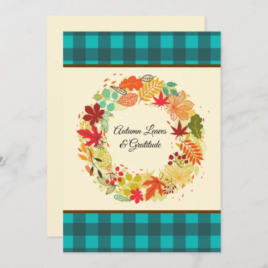 Aangepaste kleurrijke herfstbladeren Blauwgroen ch Feestdagenkaart (Voorkant / Achterkant)