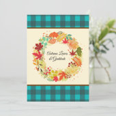 Aangepaste kleurrijke herfstbladeren Blauwgroen ch Feestdagenkaart (Staand voorkant)