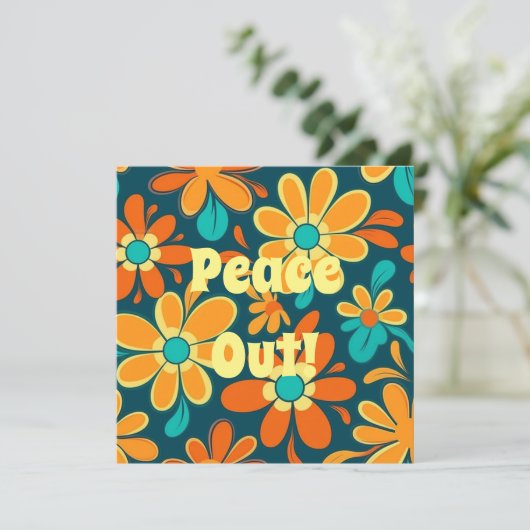 Aangepaste Kleurrijke Hippie Stijl Vrede Uit Groov Feestdagenkaart (Staand voorkant)