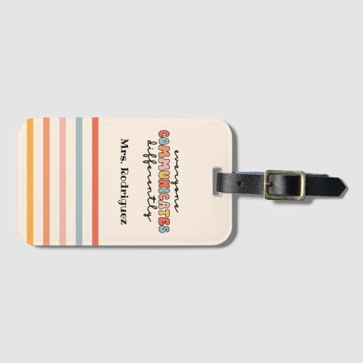 Aangepaste kleurrijke iedereen communiceert anders bagagelabel (Voorkant (horizontaal))