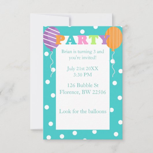 Aangepaste kleurrijke kinderen Birthday Party nodi Kaart (Voorkant)