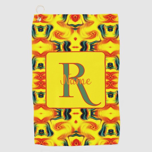 Aangepaste Kleurrijke Kunst Monogram Uw Initiële N Golfhanddoek (Voorkant)