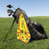Aangepaste Kleurrijke Kunst Monogram Uw Initiële N Golfhanddoek (Groen)