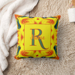 Aangepaste Kleurrijke Kunst Monogram Uw Initiële N Kussen