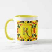 Aangepaste Kleurrijke Kunst Monogram Uw Initiële N Mok (Links)