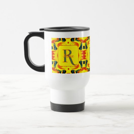Aangepaste Kleurrijke Kunst Monogram Uw Initiële N Reisbeker (Links)
