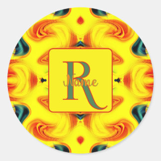 Aangepaste Kleurrijke Kunst Monogram Uw Initiële N Ronde Sticker