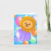 Aangepaste Kleurrijke Leeuw Thema Verjaardag Kaart (Voorkant)