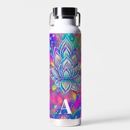 Aangepaste  kleurrijke, levendige Lotus Flowers Waterfles