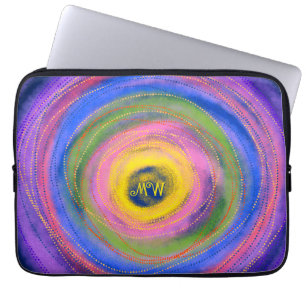 Aangepaste Kleurrijke levendige Mandala Cirkels Laptop Sleeve