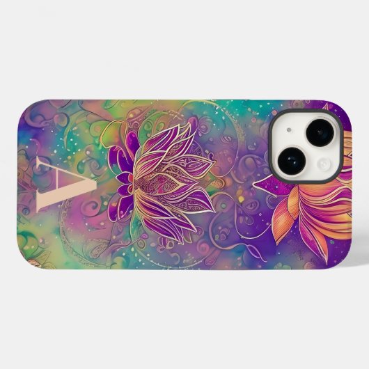Aangepaste kleurrijke Lotus Flowers Case-Mate iPhone Case (Achterkant (horizontaal))