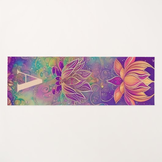 Aangepaste kleurrijke Lotus Flowers Yogamat (Voorkant (horizontaal))