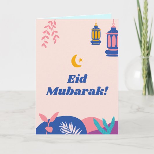 Aangepaste kleurrijke moderne eid-mubarak-Kaart Feestdagen Kaart (Voorkant)