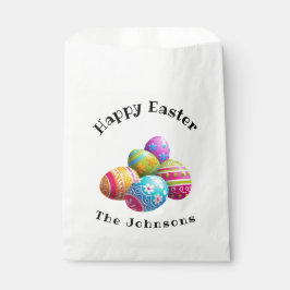 Aangepaste kleurrijke moderne eierjacht Happy East Bedankzakje