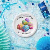 Aangepaste kleurrijke moderne eierjacht Happy East Papieren Bordje (Feest)