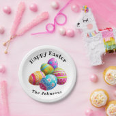 Aangepaste kleurrijke moderne eierjacht Happy East Papieren Bordje (Feest)