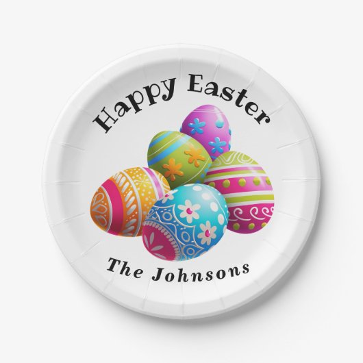 Aangepaste kleurrijke moderne eierjacht Happy East Papieren Bordje (Voorkant)