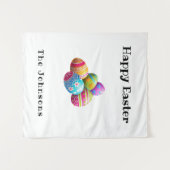 Aangepaste kleurrijke moderne eierjacht Happy East Wandkleed (Voorkant (horizontaal))