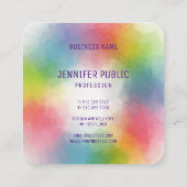 Aangepaste kleurrijke moderne legante Sjabloon Tre Vierkante Visitekaartje (Achterkant)