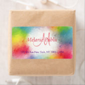 Aangepaste kleurrijke moderne regenboogmonogram Sj Etiket (Insitu)