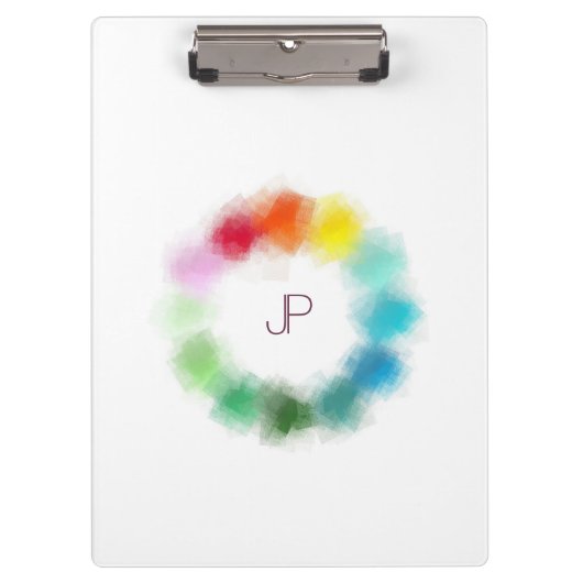 Aangepaste Kleurrijke Monogram Moderne Elegante Sj Klembord (Voorkant)