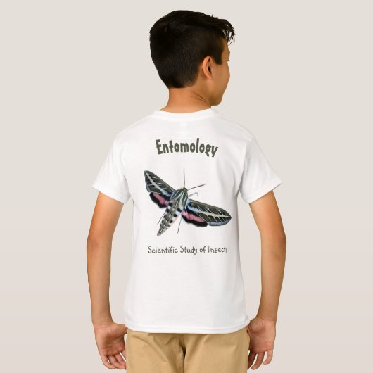 Aangepaste kleurrijke moth Pocket & backentomologi T-shirt (Achterkant volledig)