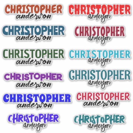 Aangepaste Kleurrijke Naam Boy School Vinyl Sticke Sticker (Voorkant)