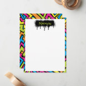 Aangepaste kleurrijke neon graffiti street art pat notitiekaartje (Voorkant / Achterkant in situ)