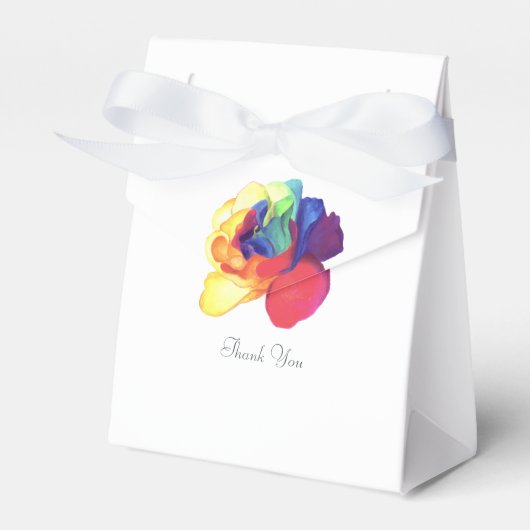 Aangepaste Kleurrijke Regenboog Roos Bedankdoosjes (Voorkant Zijde)